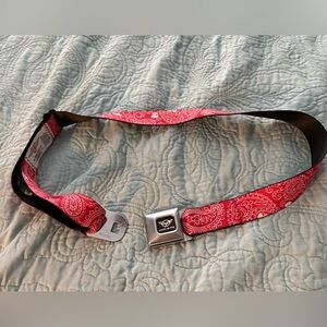 Buckle-Down Red and White Paisley Belt- Corvette